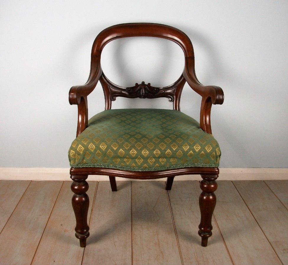 	19th Century Mahogany Balloon Back Desk Chair